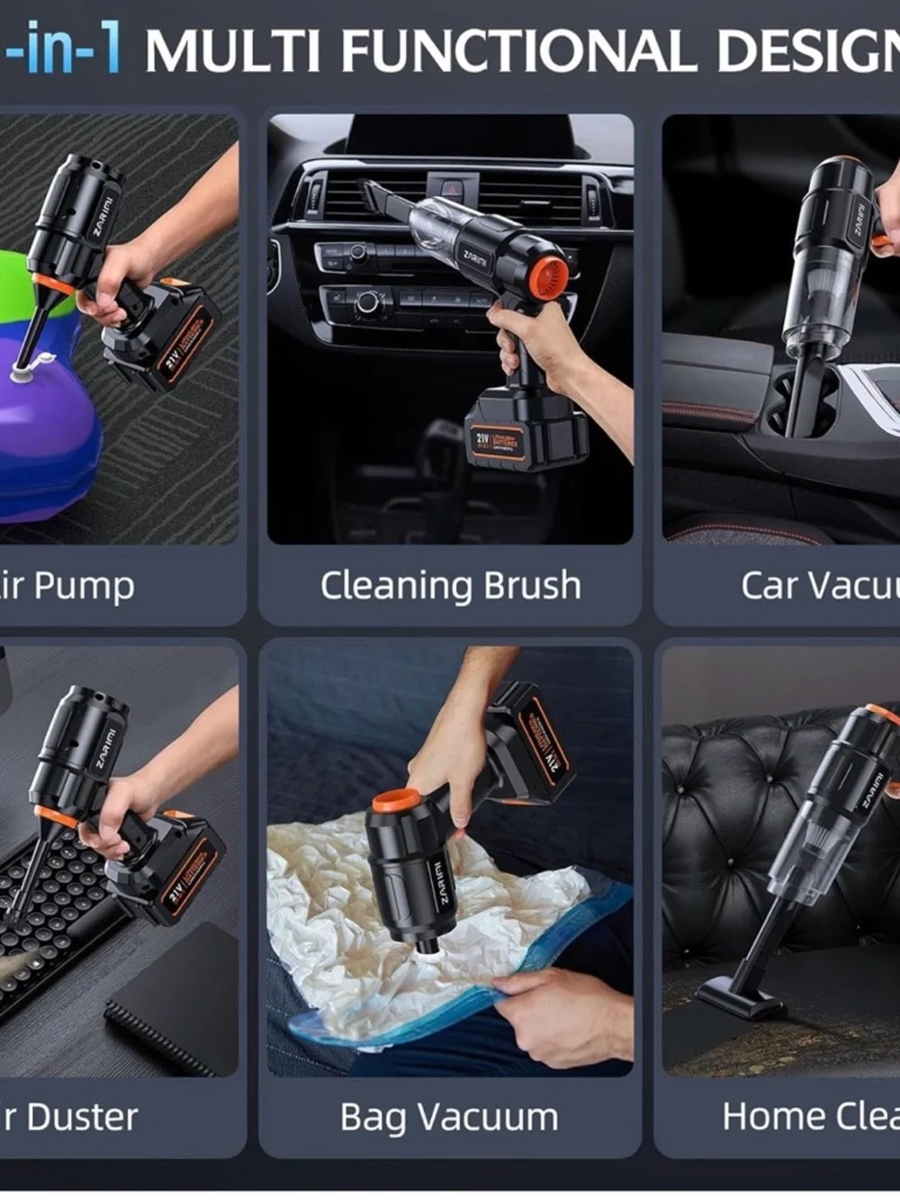Dual Battery Portable Car Vacuum - High Power & 60min Runtime for Deep Cleaning